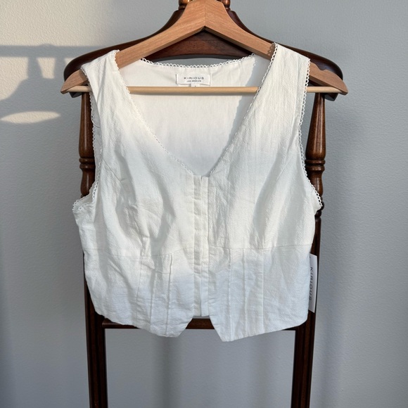KIRIOUS LOS ANGELES Tops - Kirious Los Angeles White Cotton Corset Vest Top NWT Size L